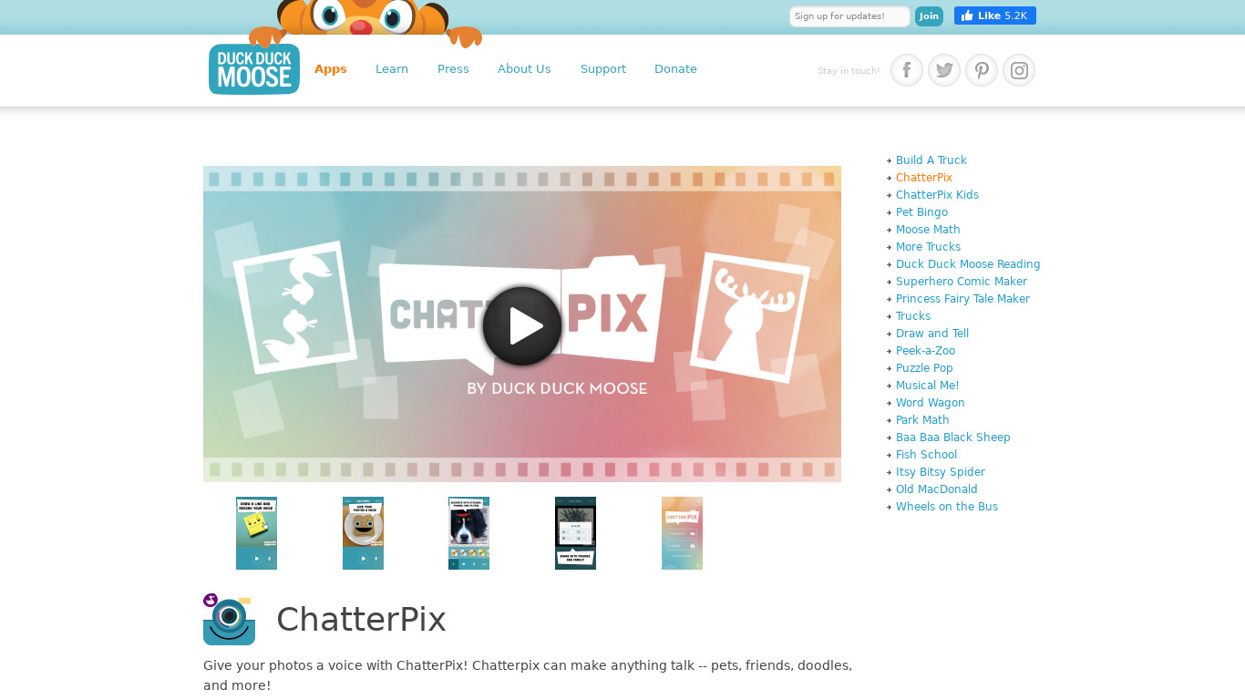 Chatterpix Landing page