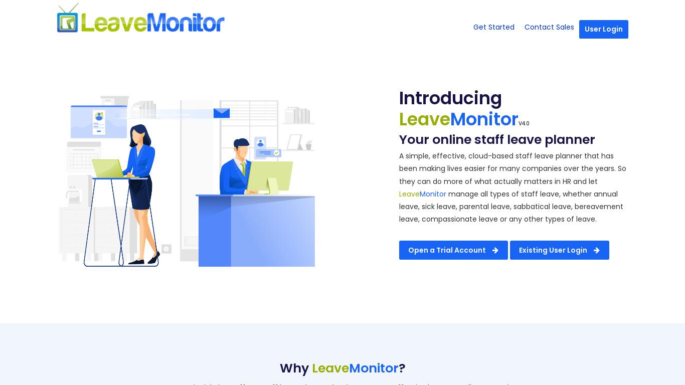 LeaveMonitor Landing page