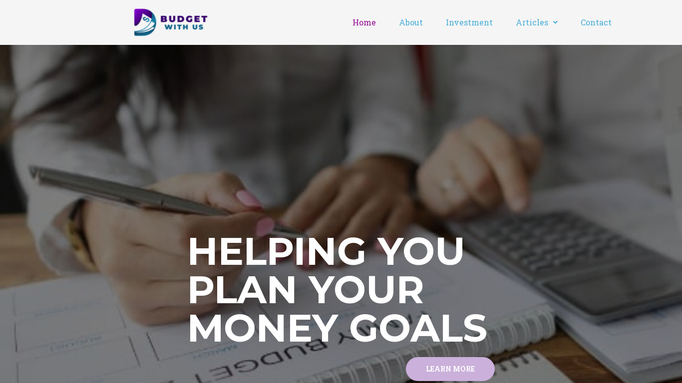 Budget With Us Landing page