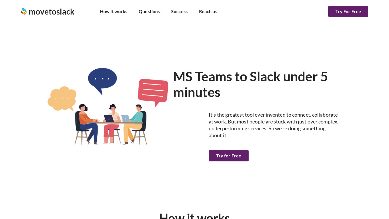 MovetoSlack Landing page