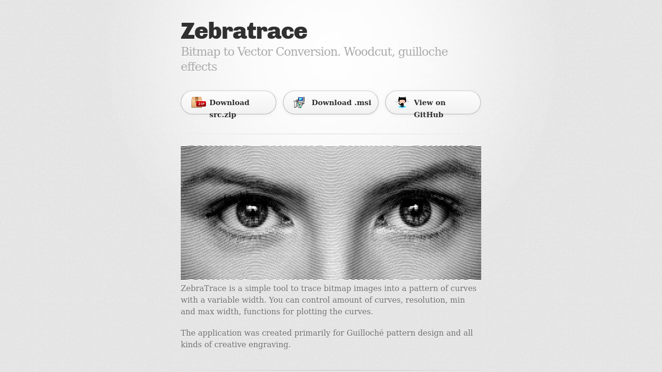 ZebraTRACE Landing page