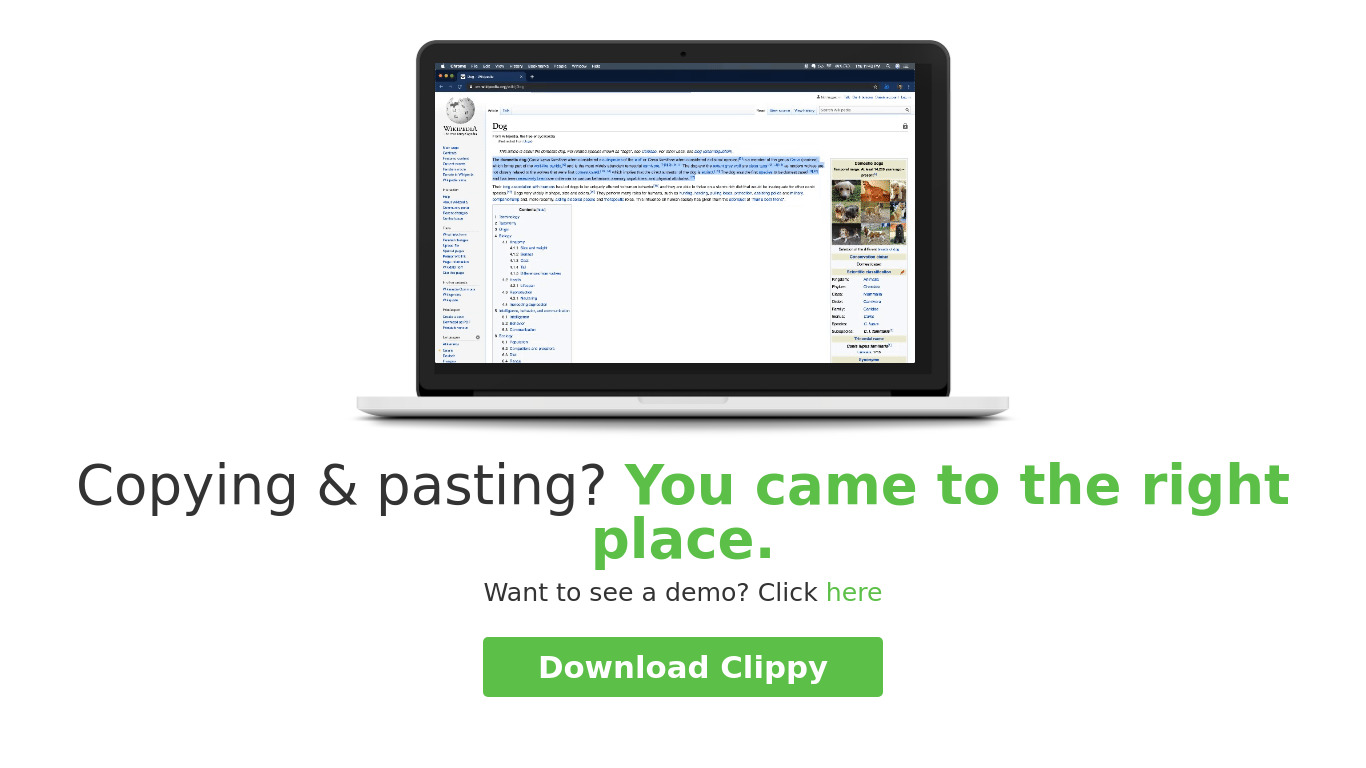 ClippyApp Landing page
