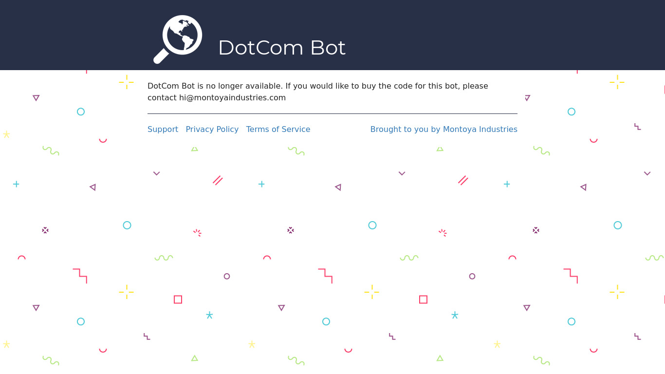 DotCom Bot Landing page