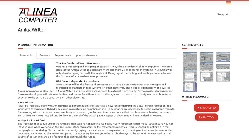 AmigaWriter Landing Page