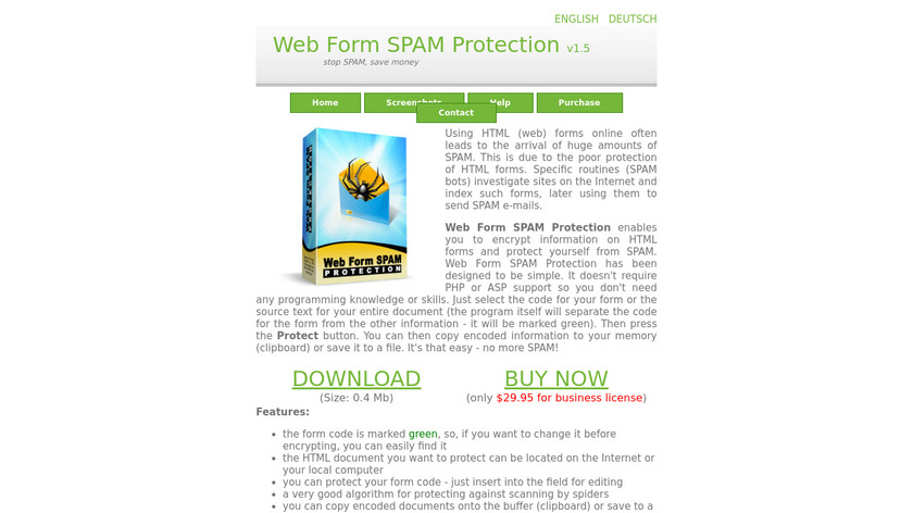 Web Form SPAM Protection Landing Page