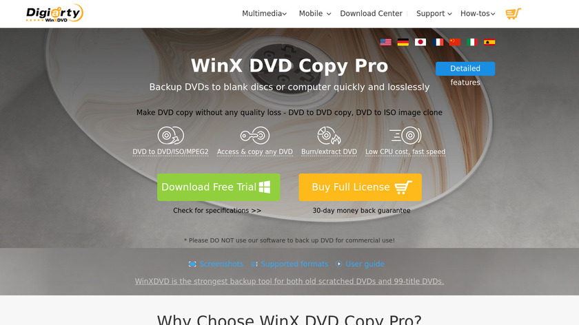 WinX DVD Copy Pro Landing Page
