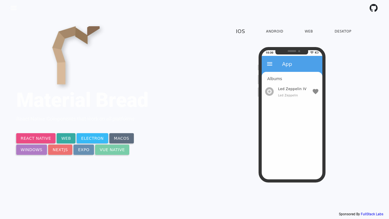 Material Bread Landing page