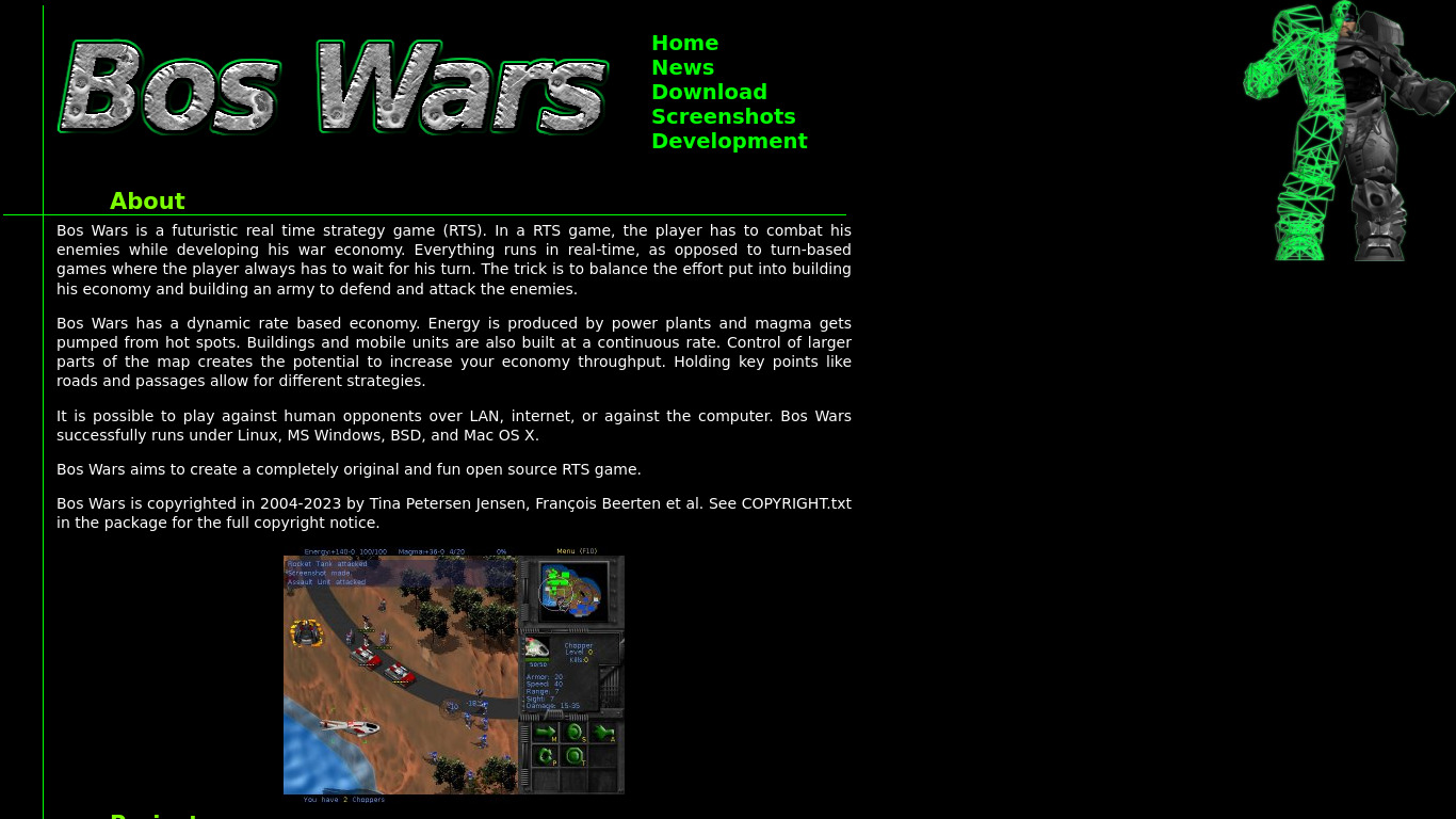 Bos Wars Landing page