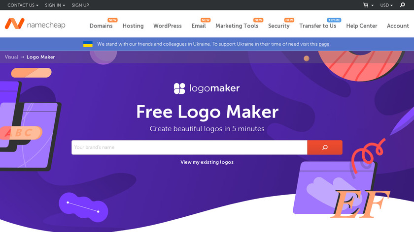 NameCheap Logo Maker Landing Page