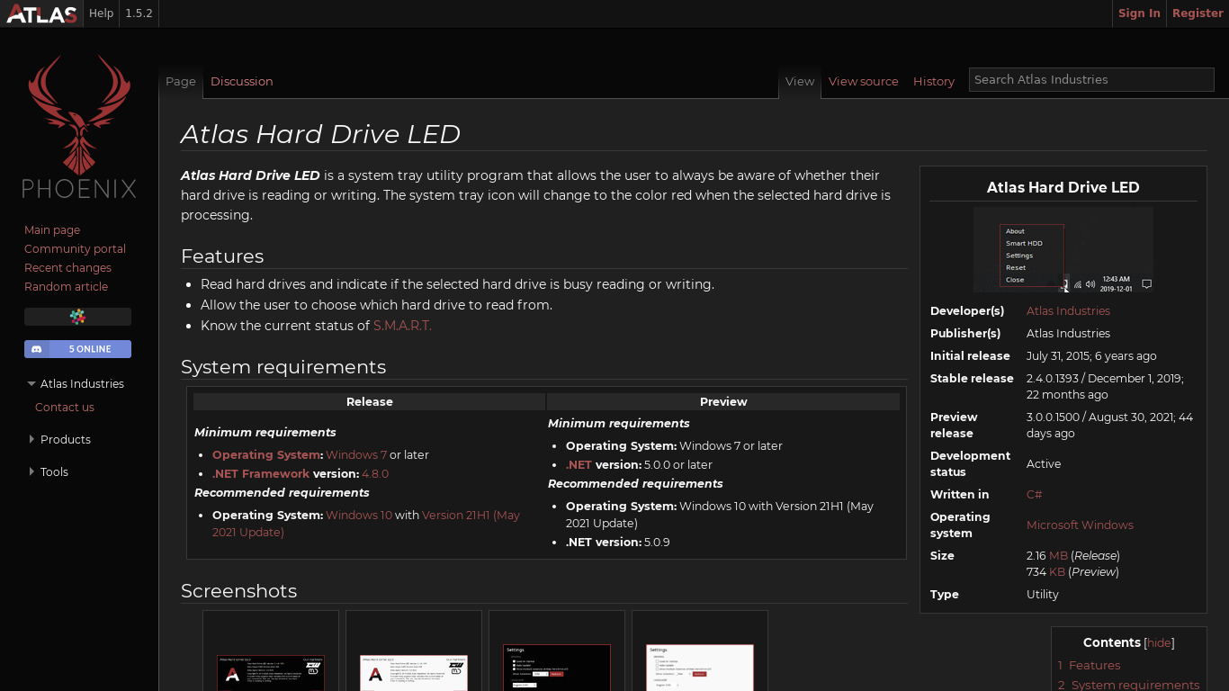Atlas Hard Drive LED Landing page