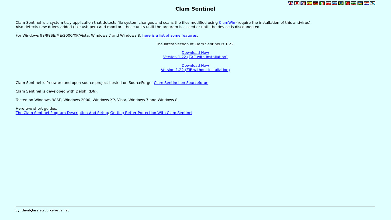 Clam Sentinel Landing page