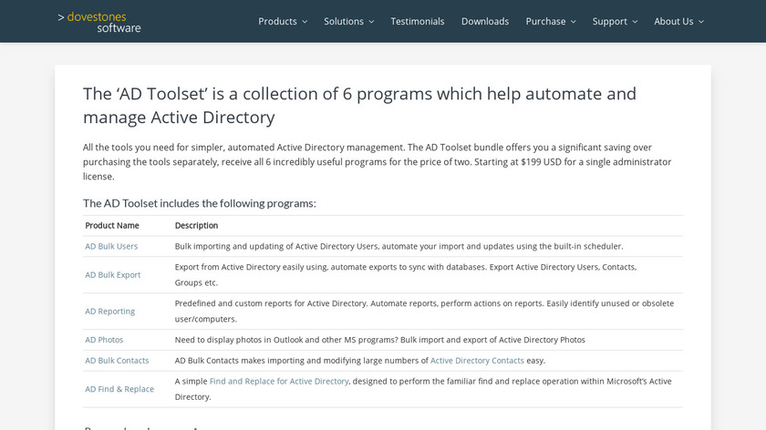AD Toolset Bundle Landing Page