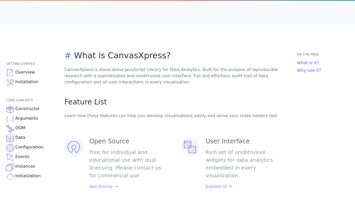 CanvasXpress Landing page