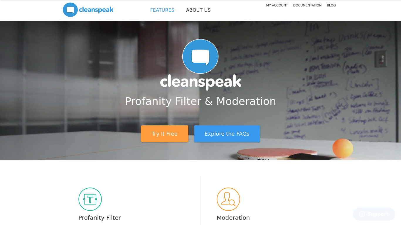 CleanSpeak Landing page
