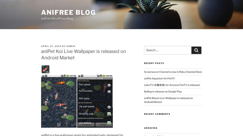 aniPet Koi Live Wallpaper Landing Page
