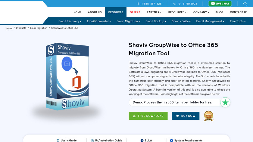 Shoviv GroupWise to Office 365 Landing Page