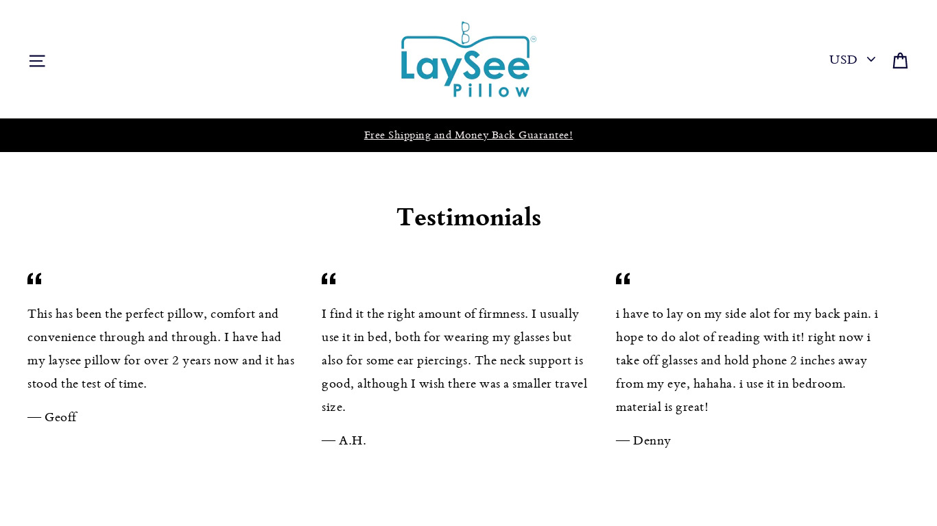 LaySee Pillow Landing page