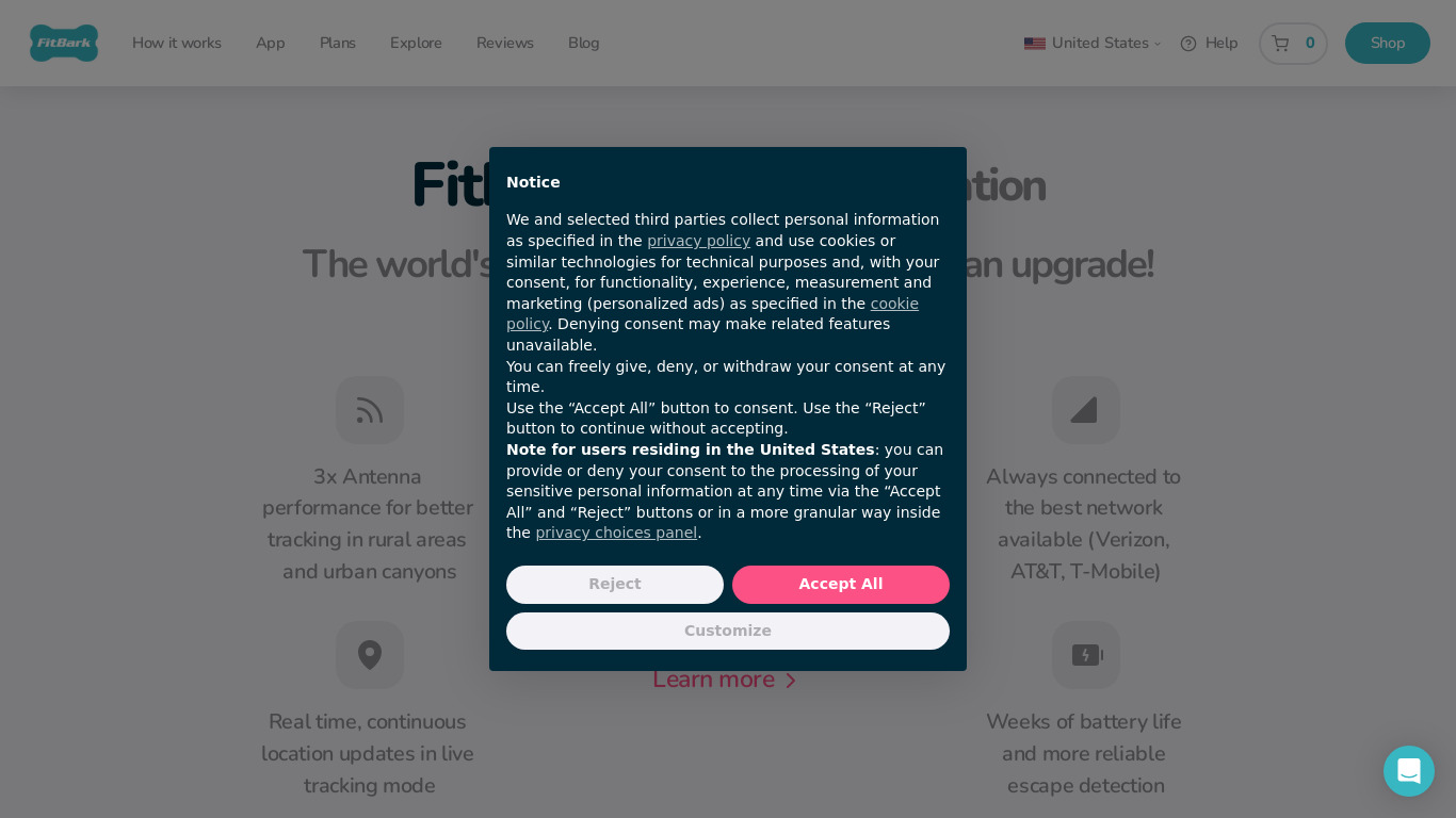 Fitbark Landing page