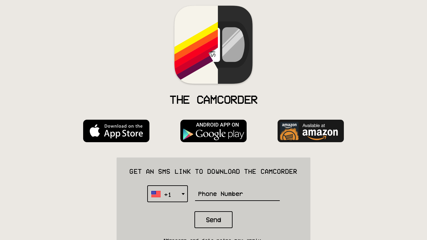 The Camcorder Landing page