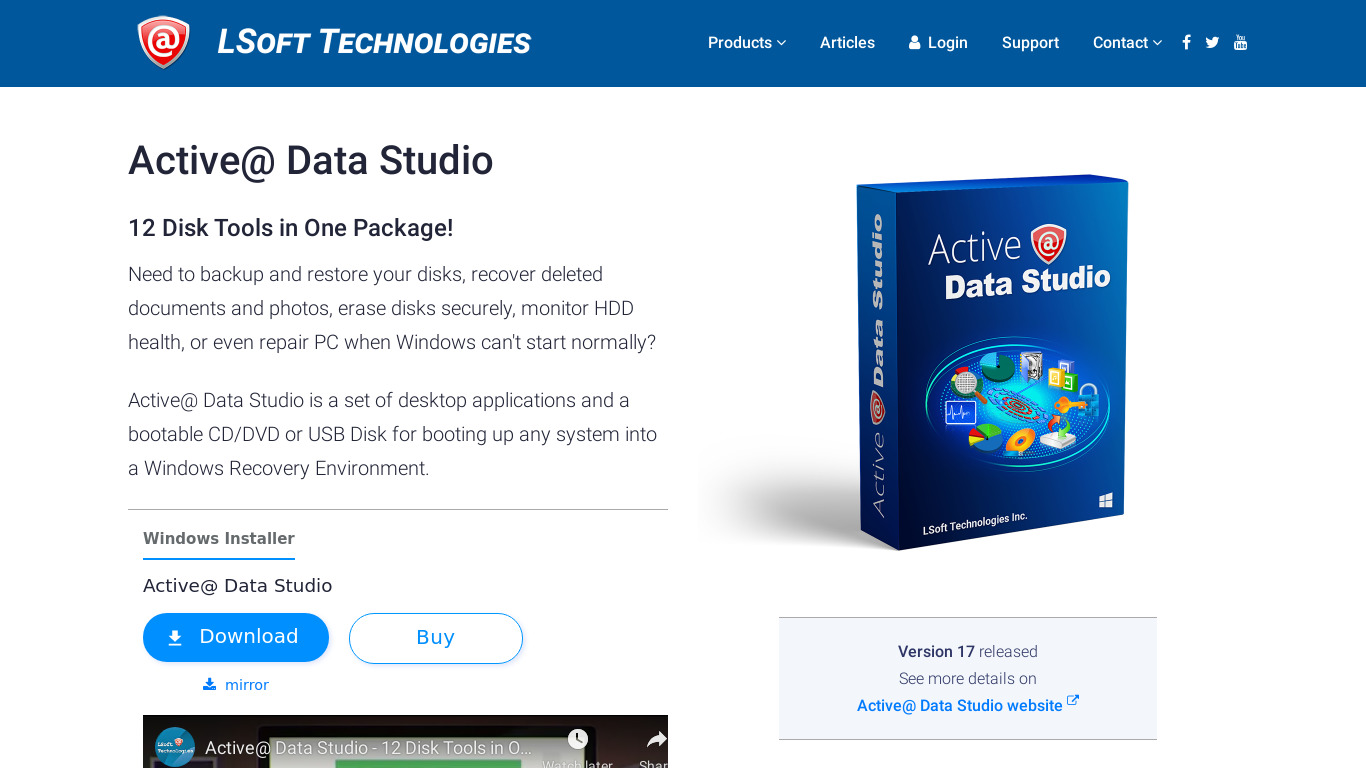 Active@ Data Studio Landing page
