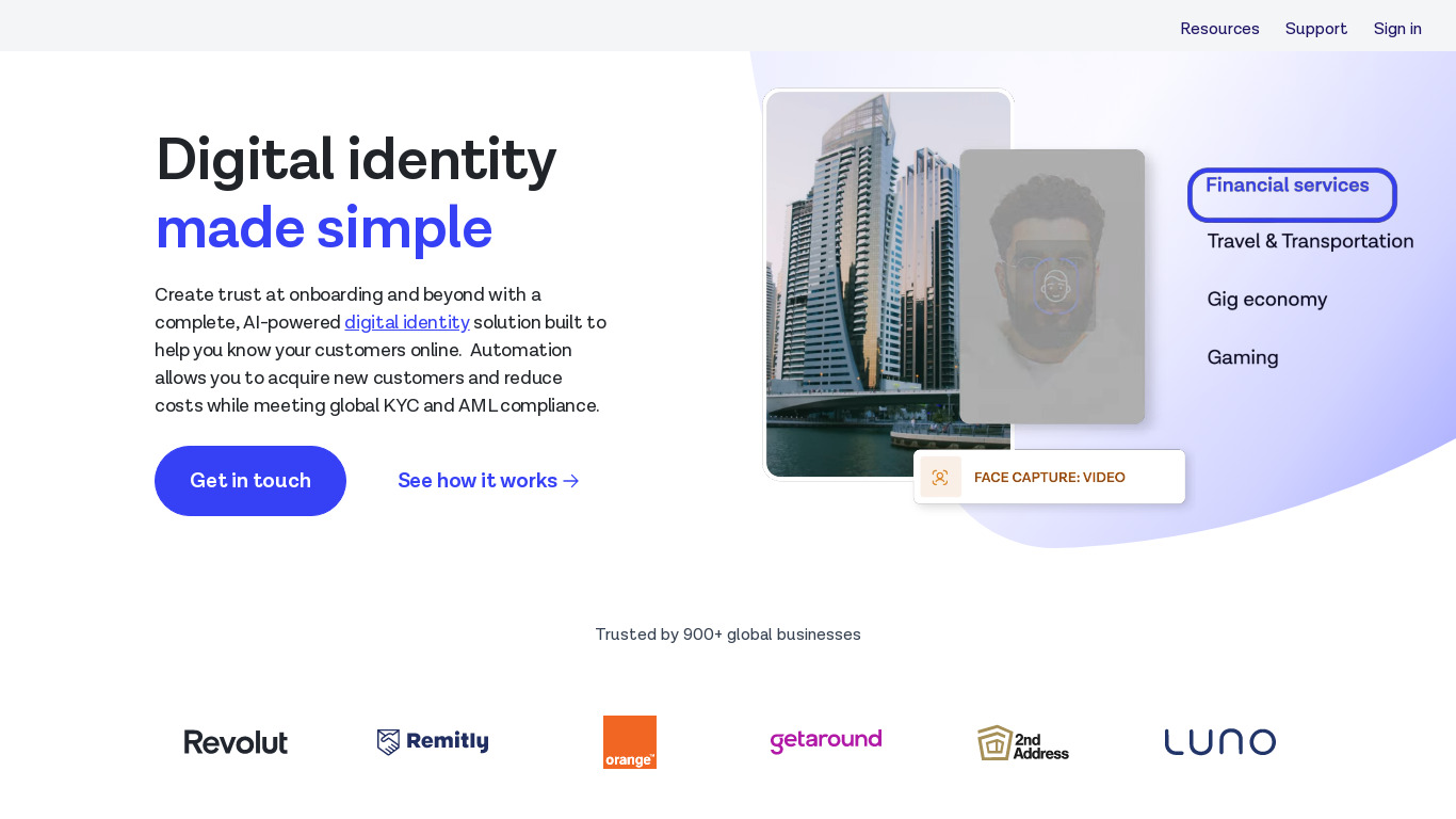 Onfido Landing page