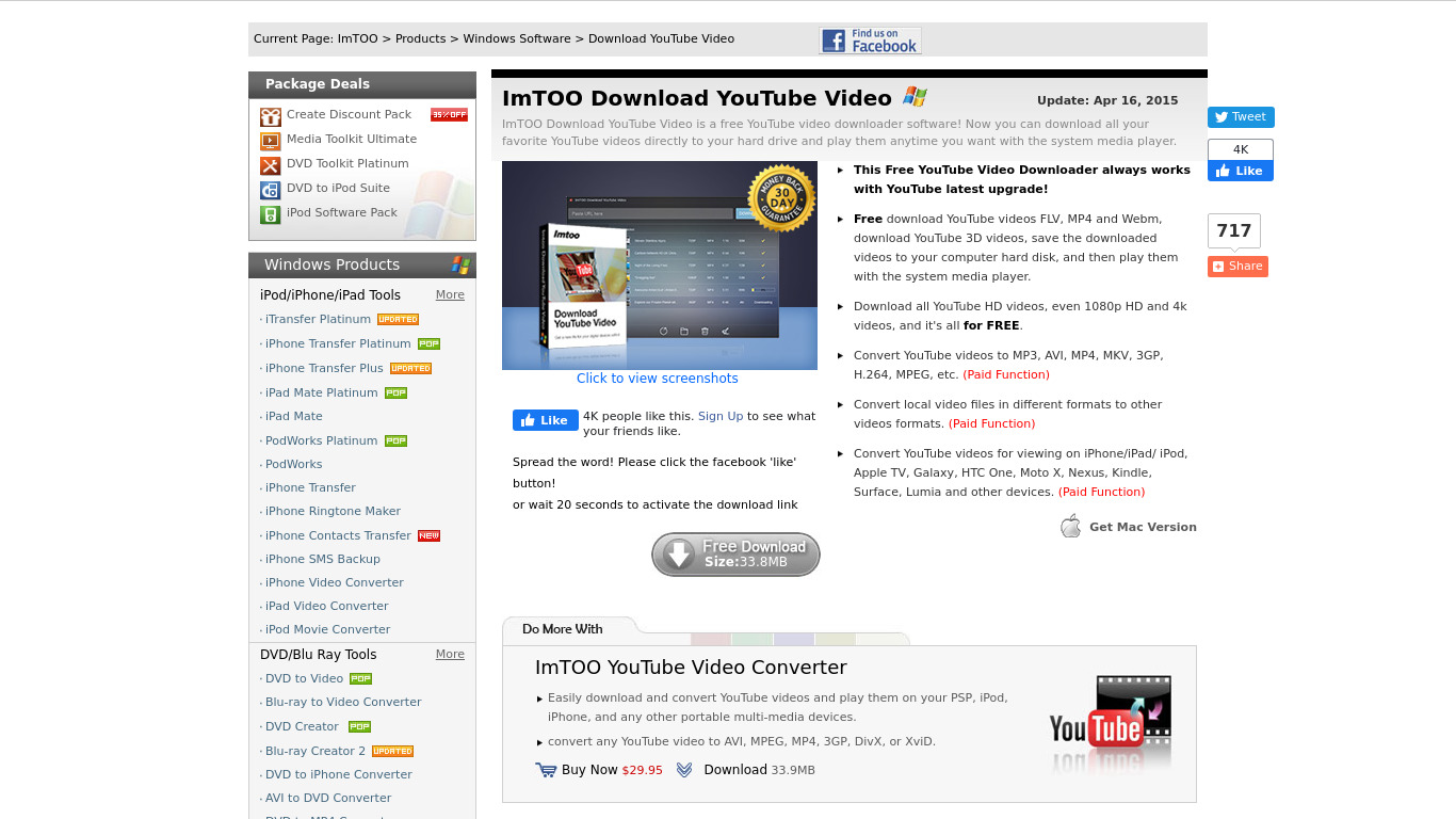 ImTOO Download YouTube Video Landing page