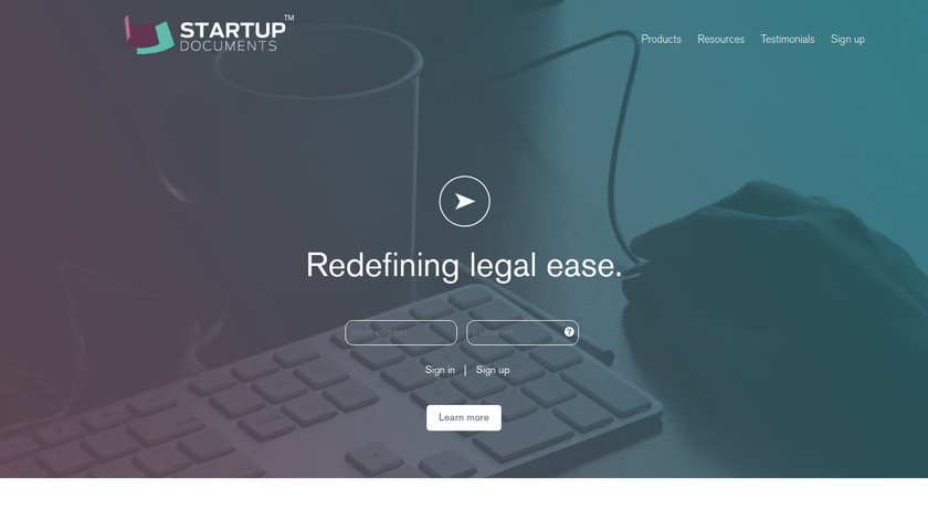 Startup Documents Landing Page