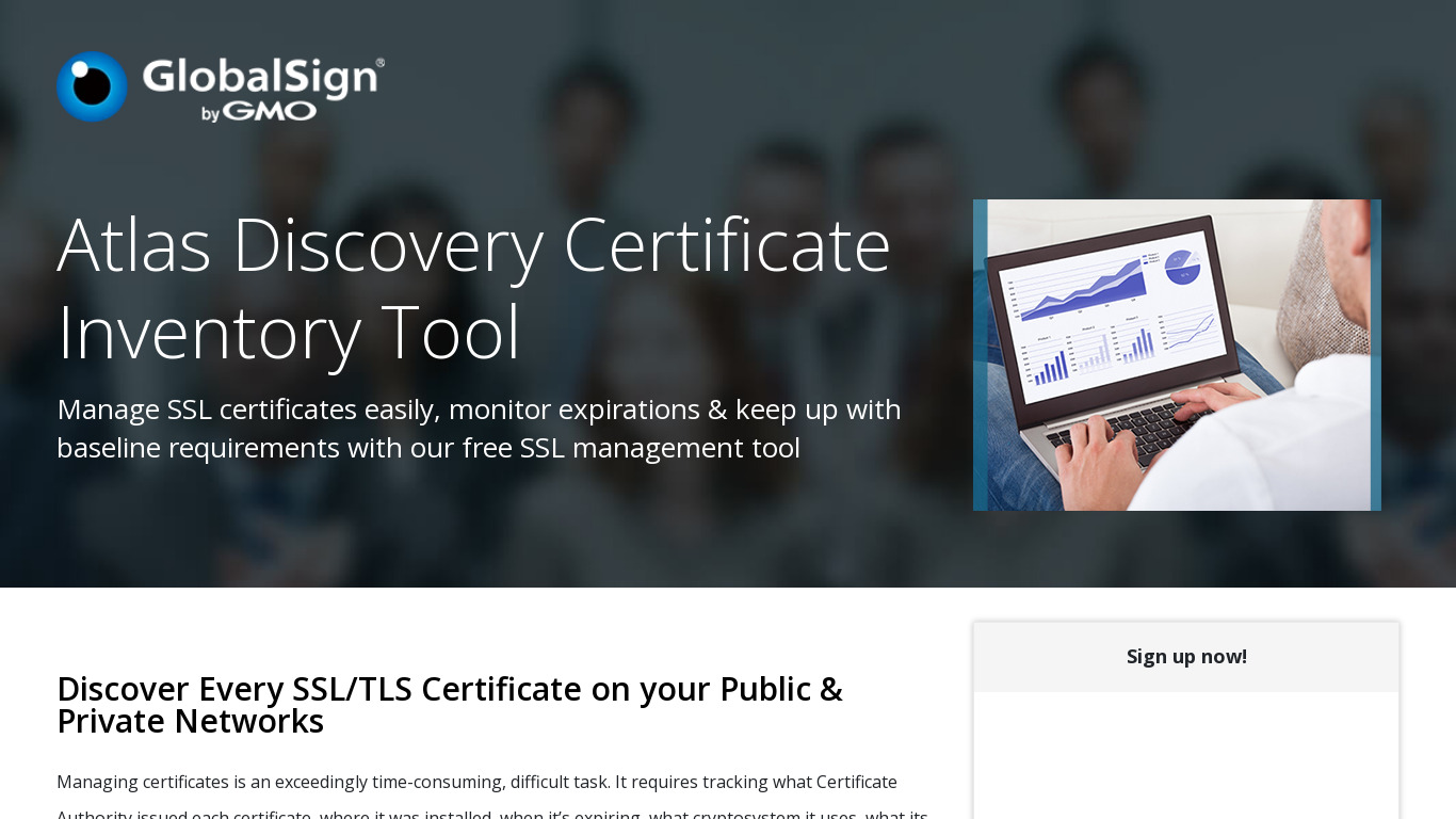 GlobalSign Certificate Inventory Tool Landing page