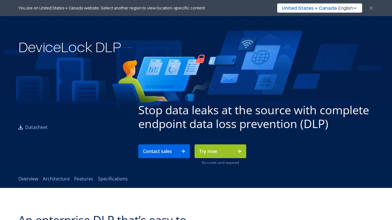 DeviceLock DLP Landing page