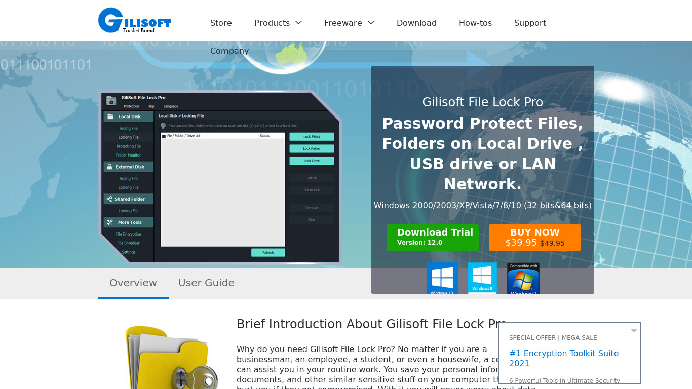 Gilisoft File Lock Pro Landing page
