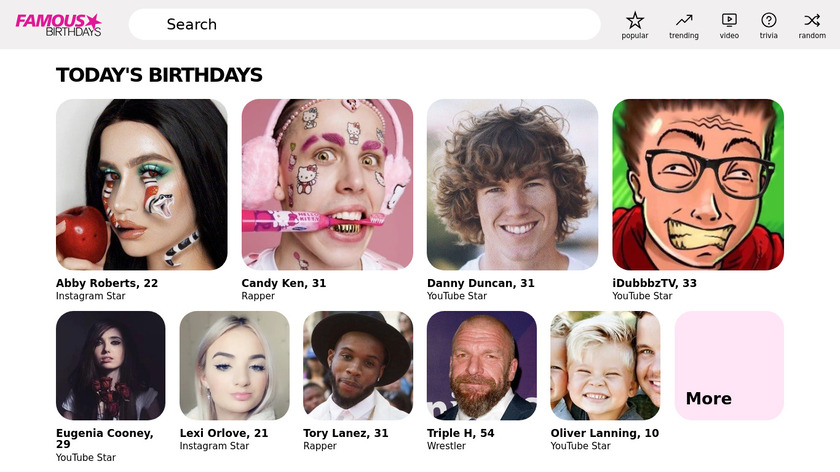 Famous Birthdays Landing Page