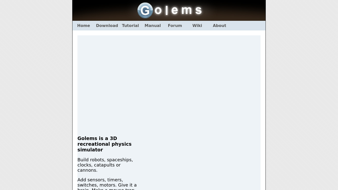 Golems Universal Constructor Landing page