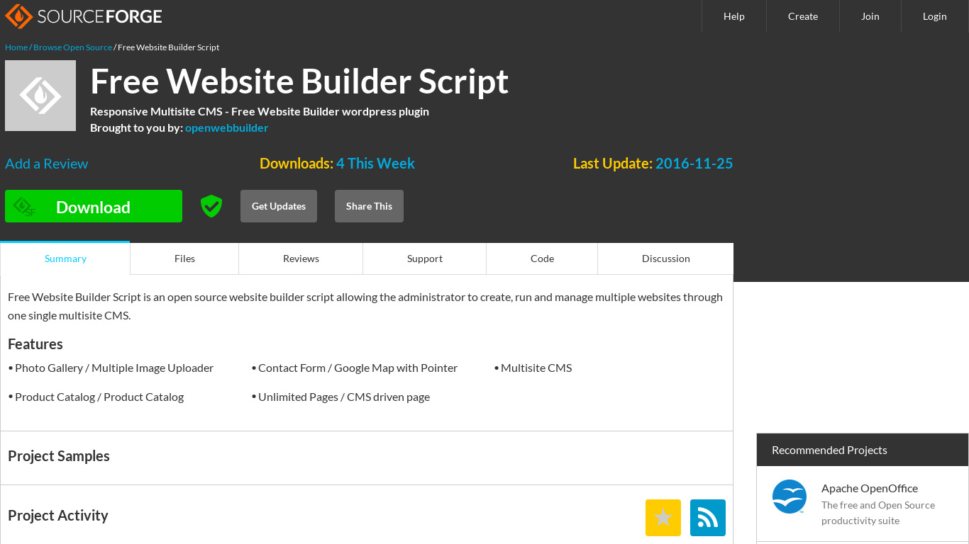 Free Website Builder Script Landing page