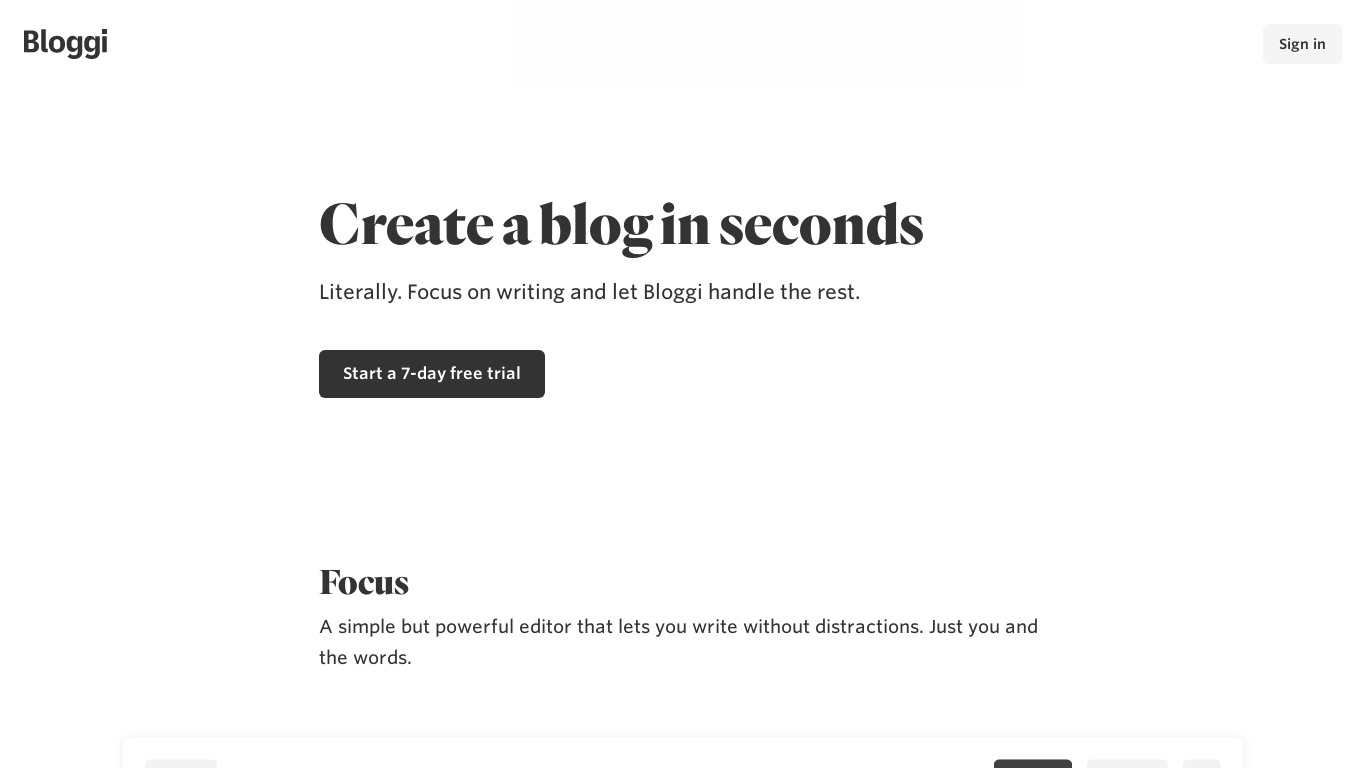 Bloggi Landing page