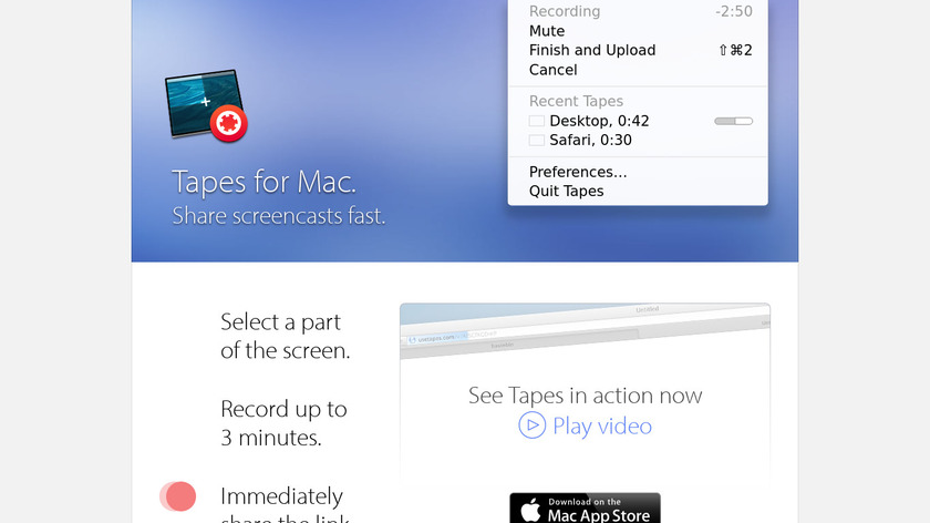 Tapes for Mac Landing Page