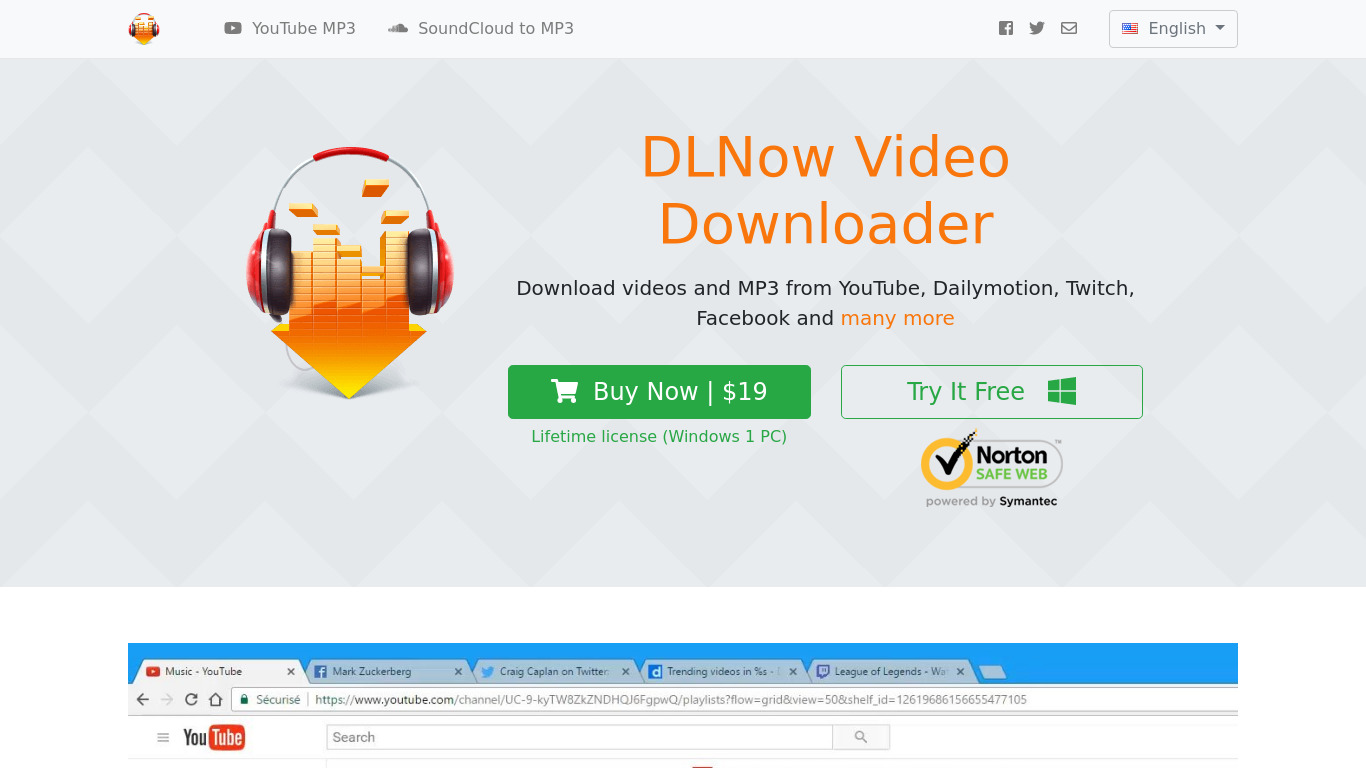 DLNow Video Downloader Landing page