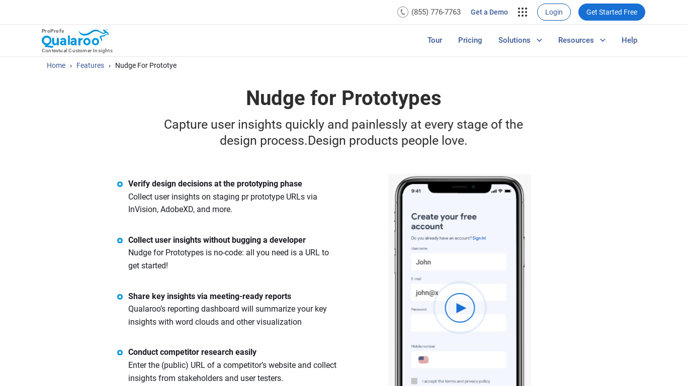 Nudge for Prototypes Landing page