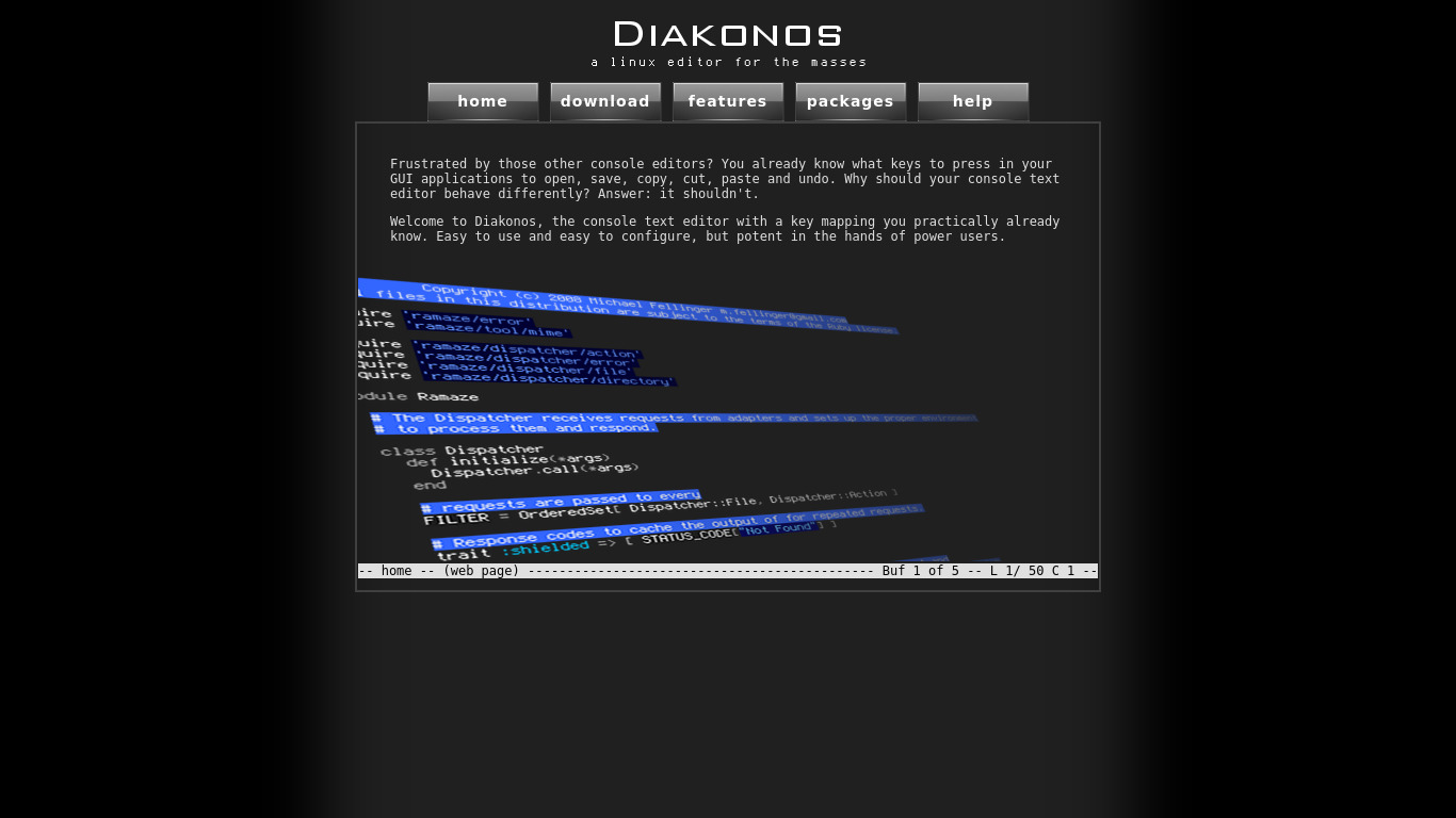 Diakonos Landing page