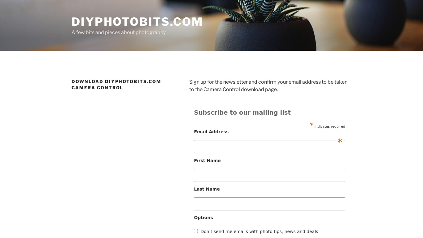 DiyPhotoBits Landing page