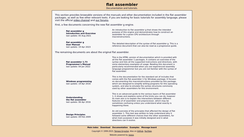 flat assembler Landing Page