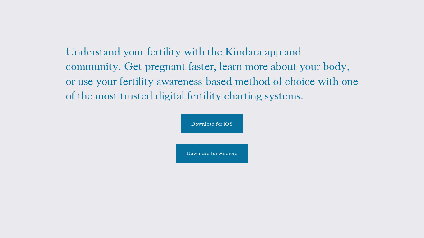 Kindara Landing page