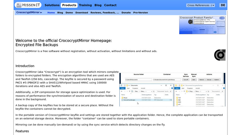 CrococryptMirror Landing Page