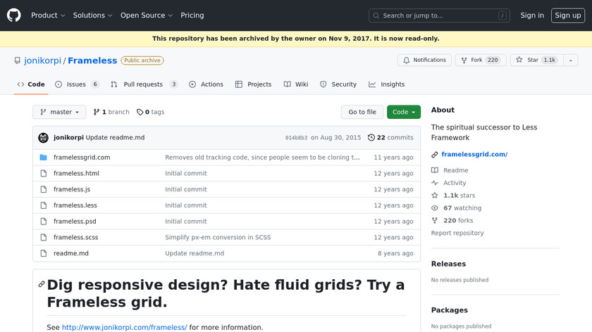 Frameless Landing Page