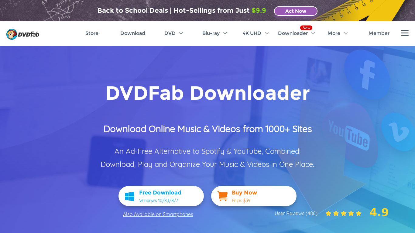 DVDFab Downloader Landing page