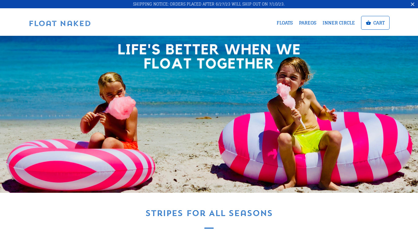 Float Naked Landing page
