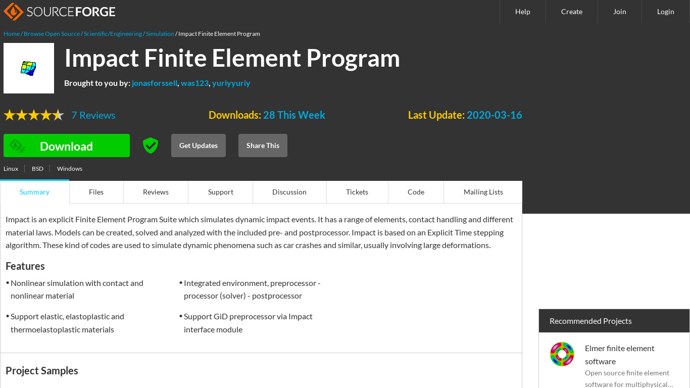 Impact Finite Element Landing page