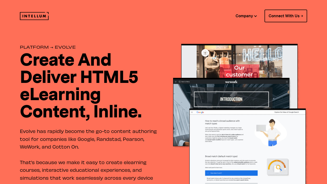 Evolve Authoring Landing page