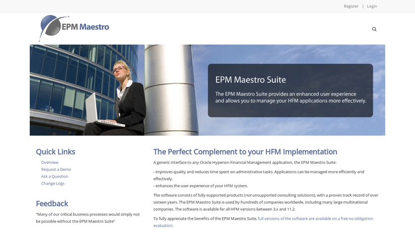 EPM Maestro Suite Landing Page