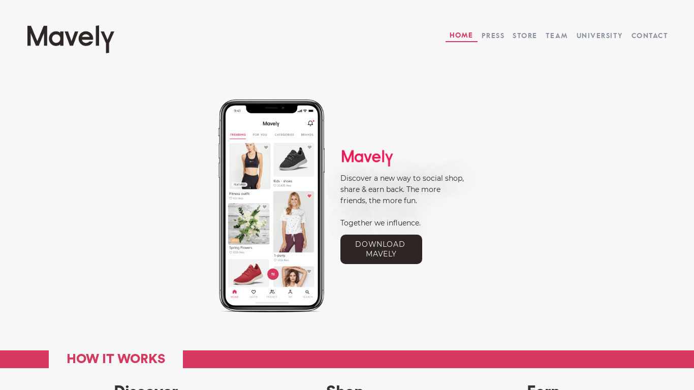 Mavely Landing page