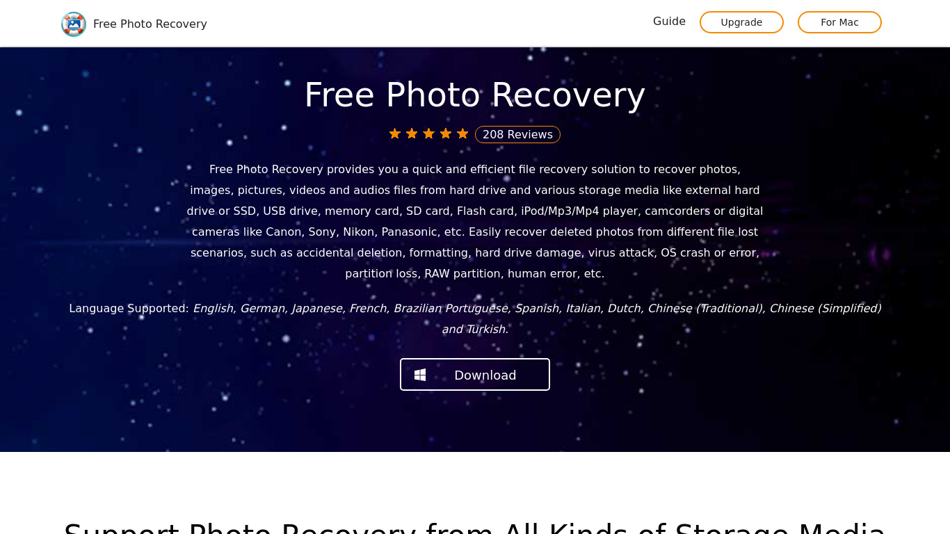 iLike Free Photo Recovery Landing page